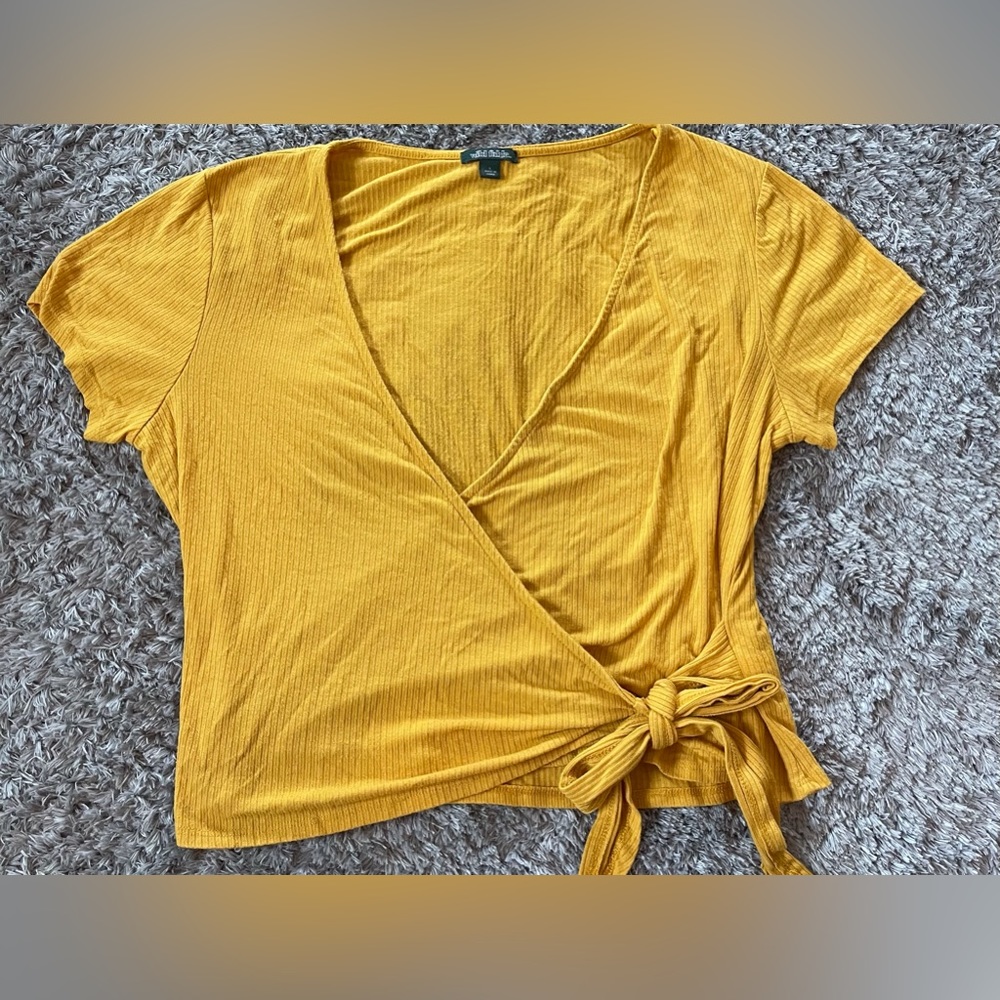 Ribbed Wrap Crop Top